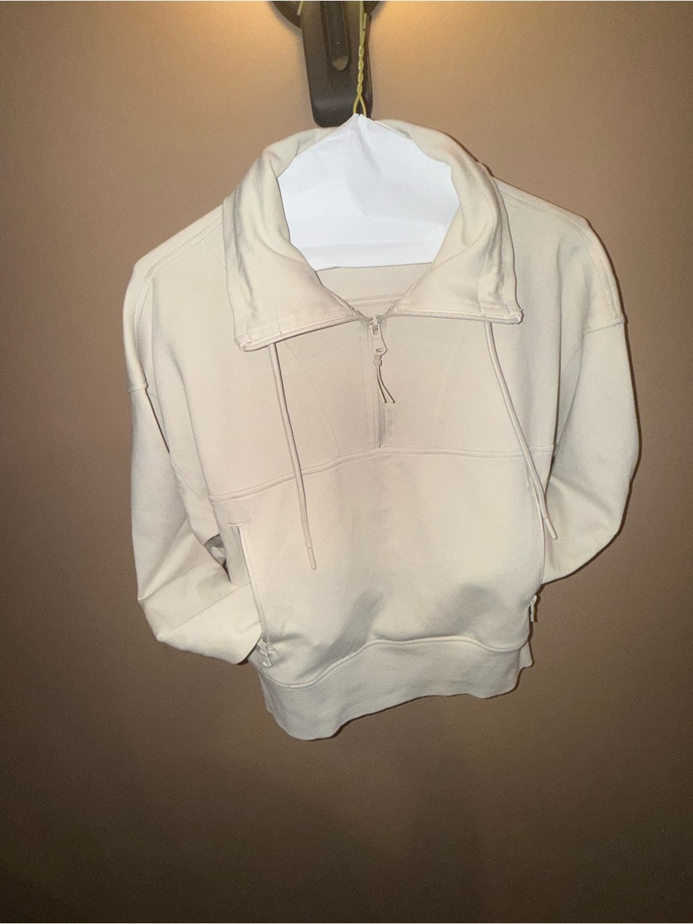Old Navy Women's Cream Half-Zip Cropped Jacket